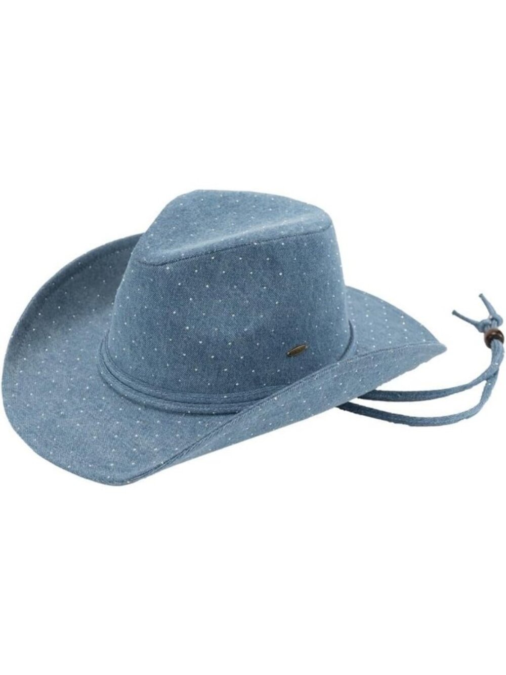 Rhinestone Denim Cowboy Hat with Chinstraps for Women - Stylish Western